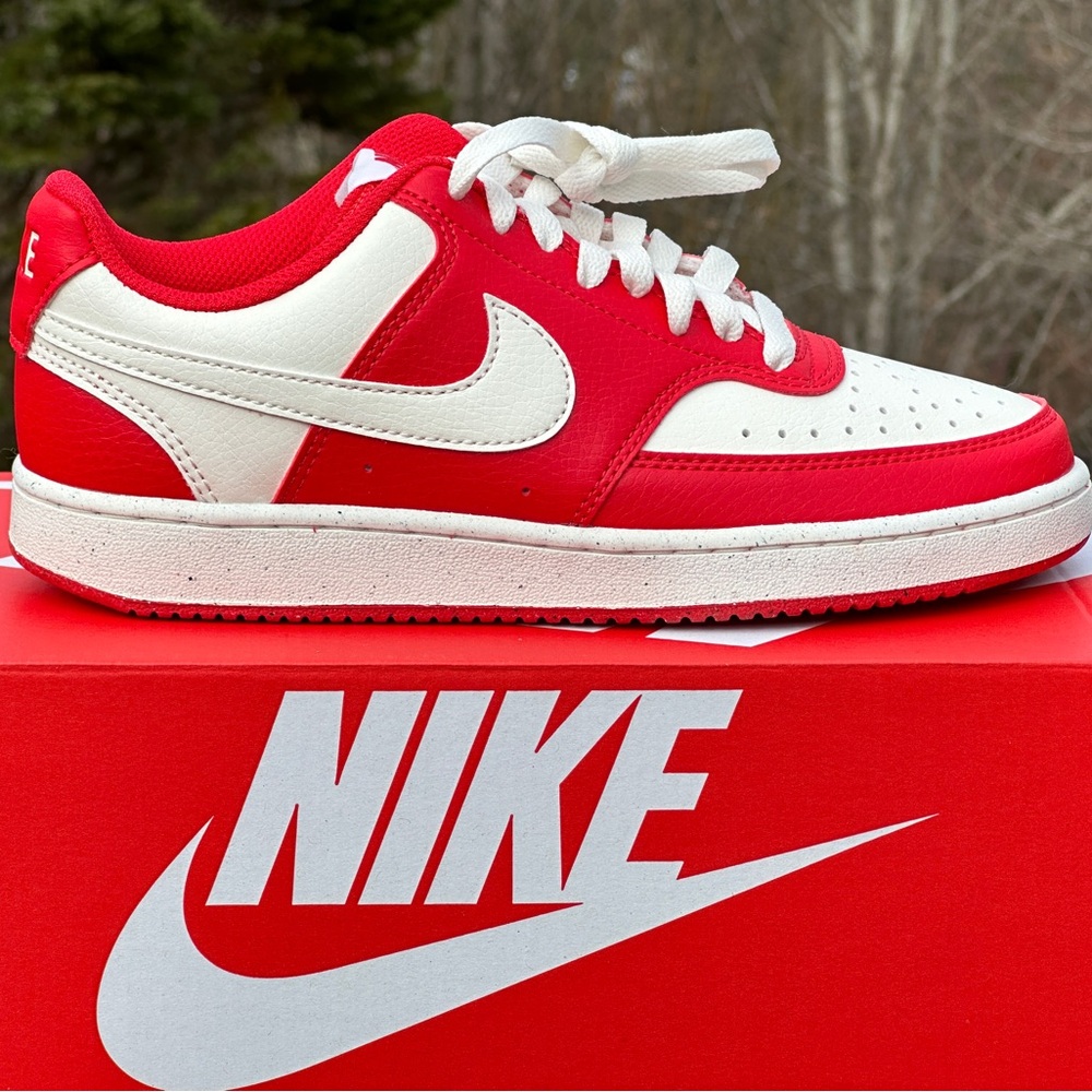 Nike Court Vision Low NN Womens 6.5 Youth 5Y Red Sustainable Casual Sneaker NEW - Picture 2 of 11